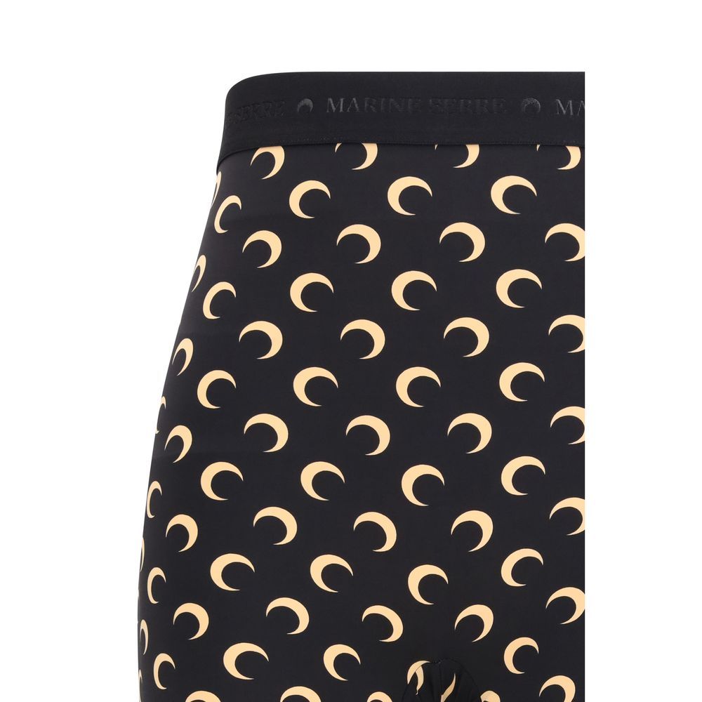 Marine Serre Women's Straight Regular Fit Mid Rise Stretch Polyamide Bermuda Shorts - Black Patterned Monogram