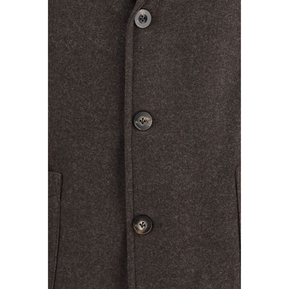 Finamore Brown Wool Oves Aries Full-Length Jacket