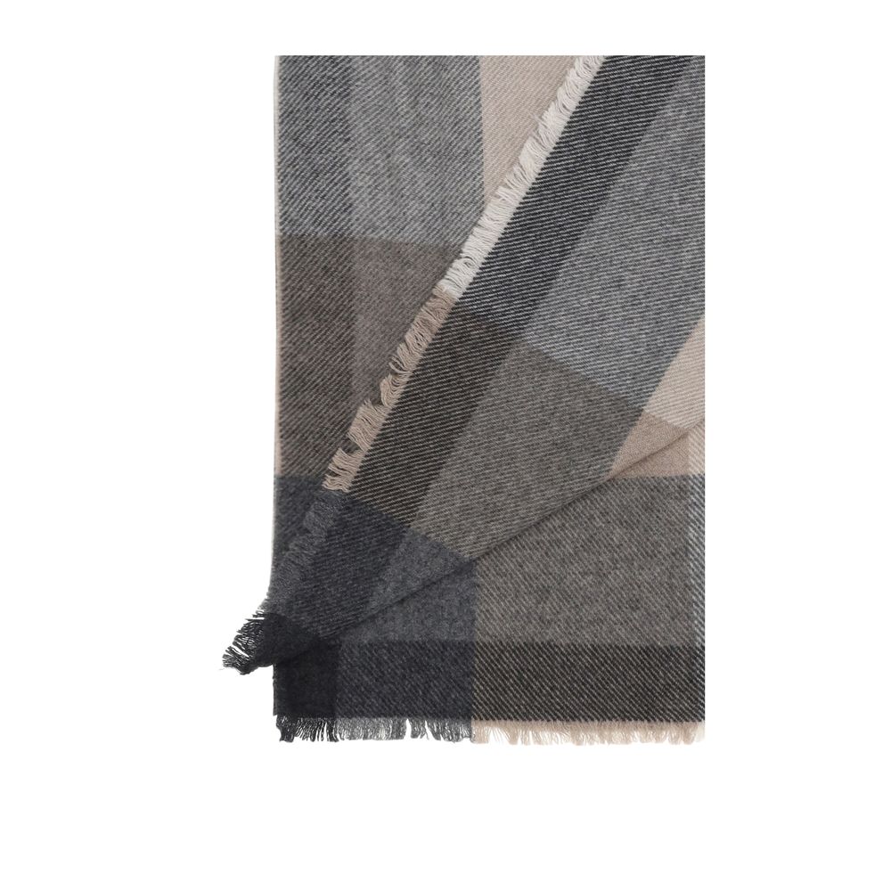 Brunello Cucinelli Cashmere Wool Frayed-Edge Scarf - Multicolor Patterned