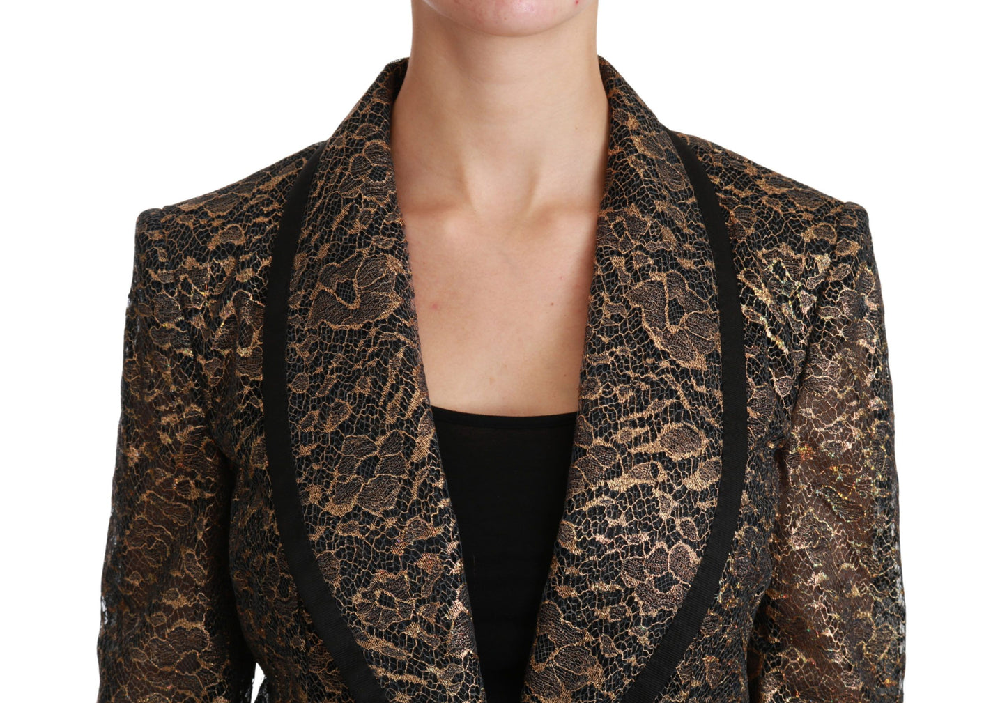 Dolce & Gabbana Women's Elegant Gold Floral Lace Blazer Jacket