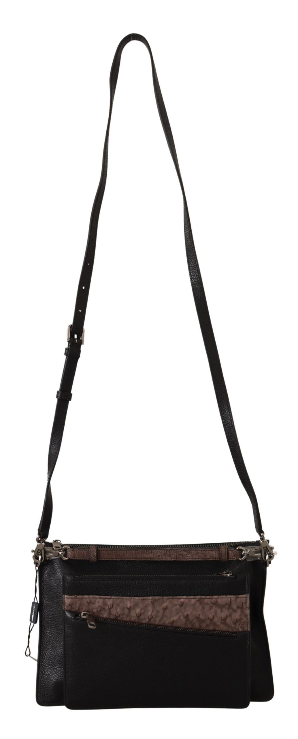 Large Travel Sling Shoulder Bag by Dolce & Gabbana for men in exotic leather black features an effortlessly chic silhouette with a secure zipper, ample , and versatile for effortlessly chic everyday luxury.