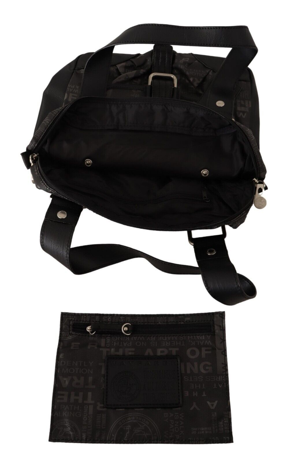 Compact Shoulder Bag by WAYFARER for women in leather black & gray features a stately silhouette, showcasing a secure zipper, ample , and stately handle for a stately finish.