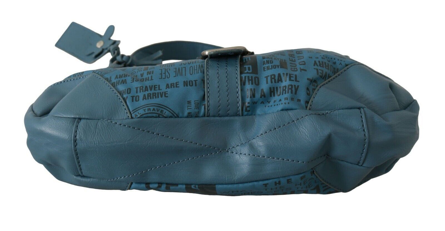 Shoulder Bag by WAYFARER for women in leather blue features a statuesque silhouette, showcasing a secure zipper and statuesque with versatile shoulder-strap & handle for a statuesque finish.