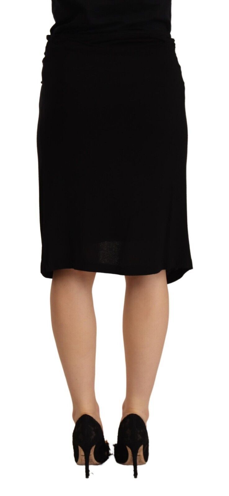 Plein Sud Black High Waist Pencil Knee Length Viscose Skirt