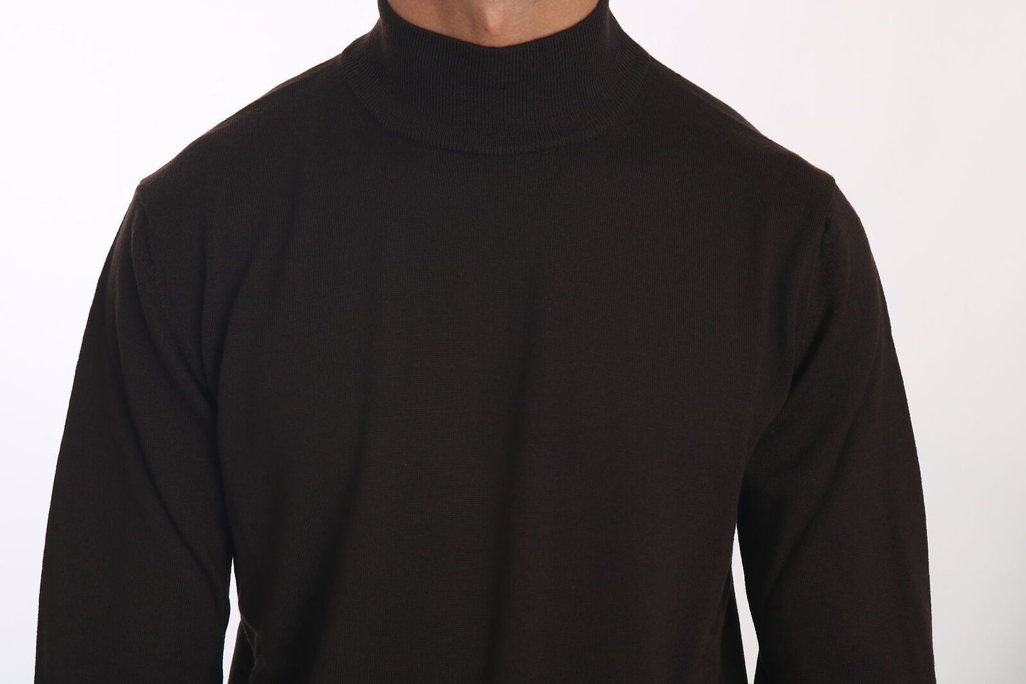 Mila Schon Brown Turtle Neck Pullover Wool Sweater