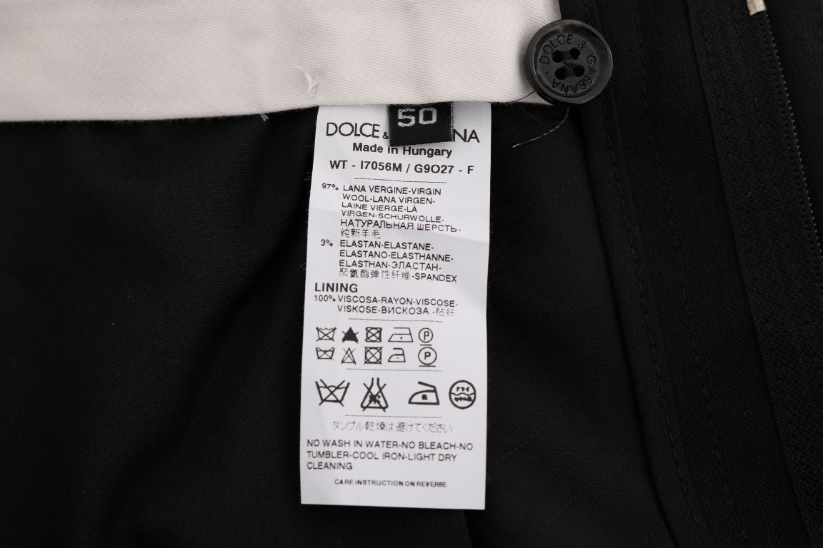 Dolce & Gabbana Black Striped Wool Stretch Dress Pants