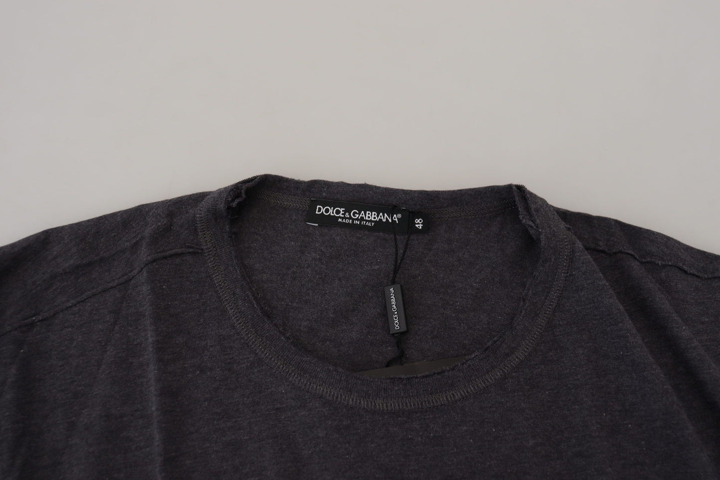Dolce & Gabbana Grey Crewneck Cotton Short Sleeve T-shirt