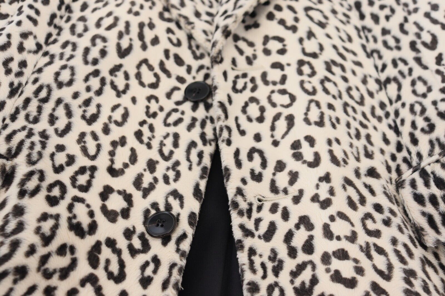 Dolce & Gabbana Men's White Leopard Single Breasted Coat Blazer
