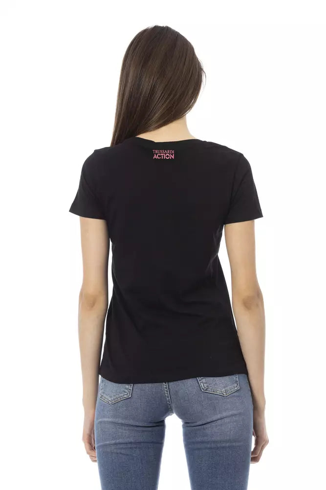 Trussardi Action Women's Black Cotton Graphic Print T-Shirt