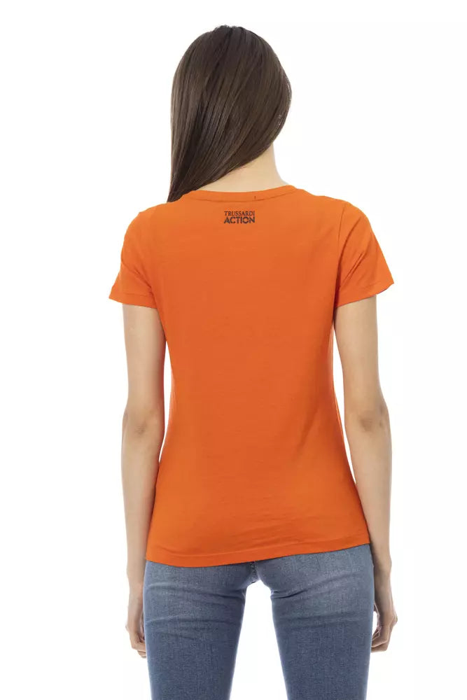 Trussardi Action Orange Cotton Branded Graphic Print Ladies' T-Shirt