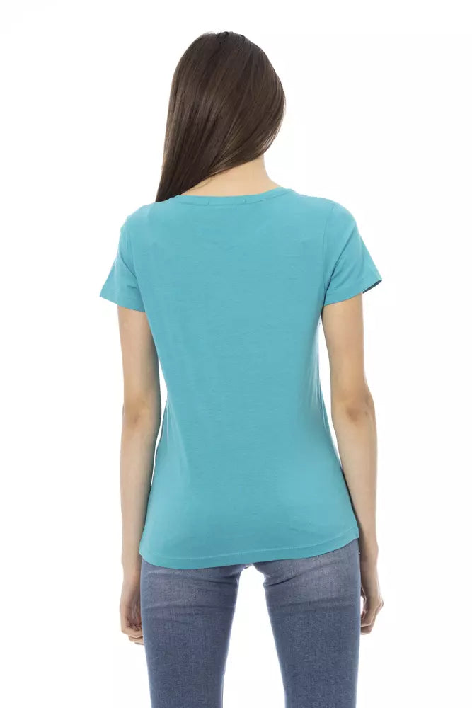 Trussardi Action Women's Light-blue Cotton Logo Print T-Shirt