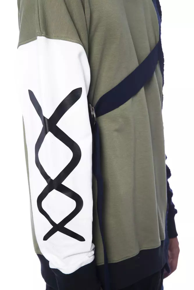 Nicolo Tonetto Men's Army Green & Blue Crewneck Sweater