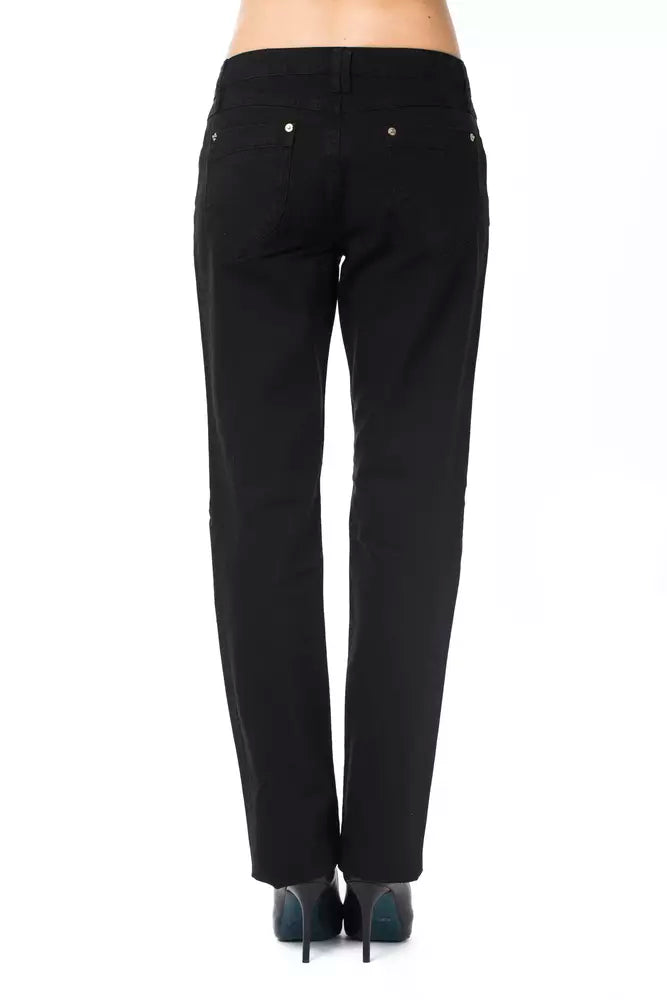 Black Cotton Regular Fit Jeans