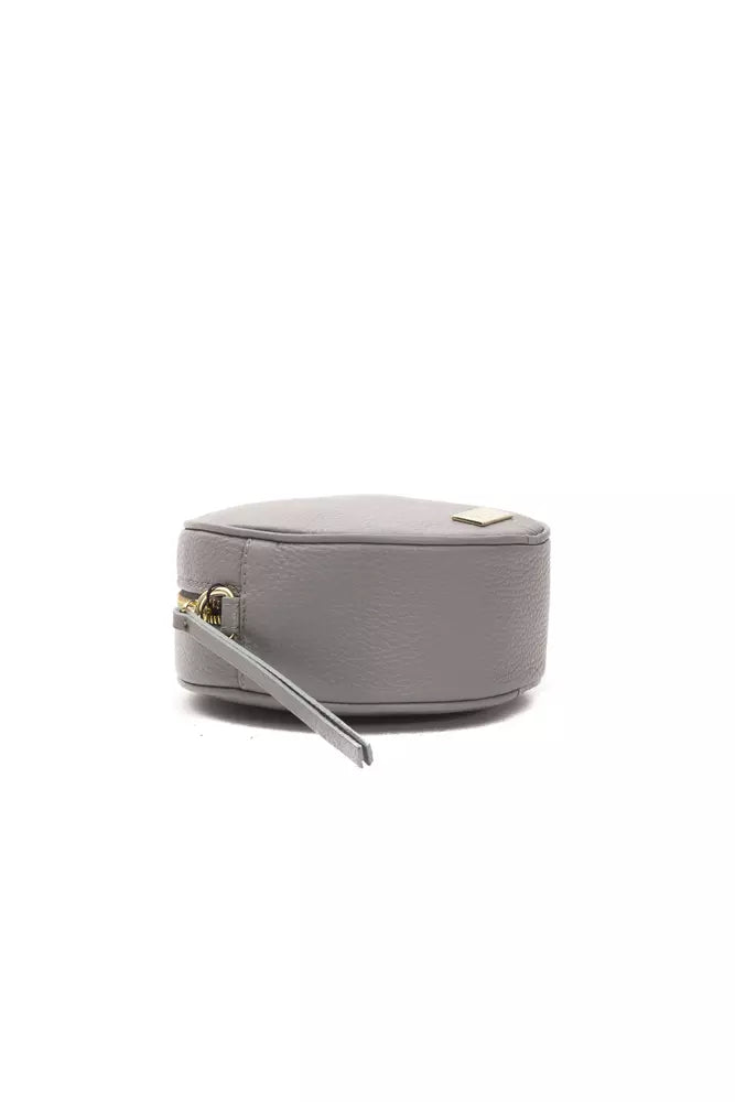 Small Crossbody Oval Handbag by Pompei Donatella for women in leather gray features a transformative sophistication silhouette, showcasing a secure , ample , and versatile crossbody-strap for a transformative sophistication look.