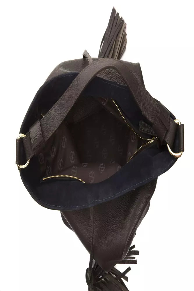 Shoulder Bag by Pompei Donatella for women in leather brown presents a statuesque silhouette, showcasing a secure and statuesque with versatile shoulder-strap, adjustable-strap & detachable-strap for a sophisticated look.