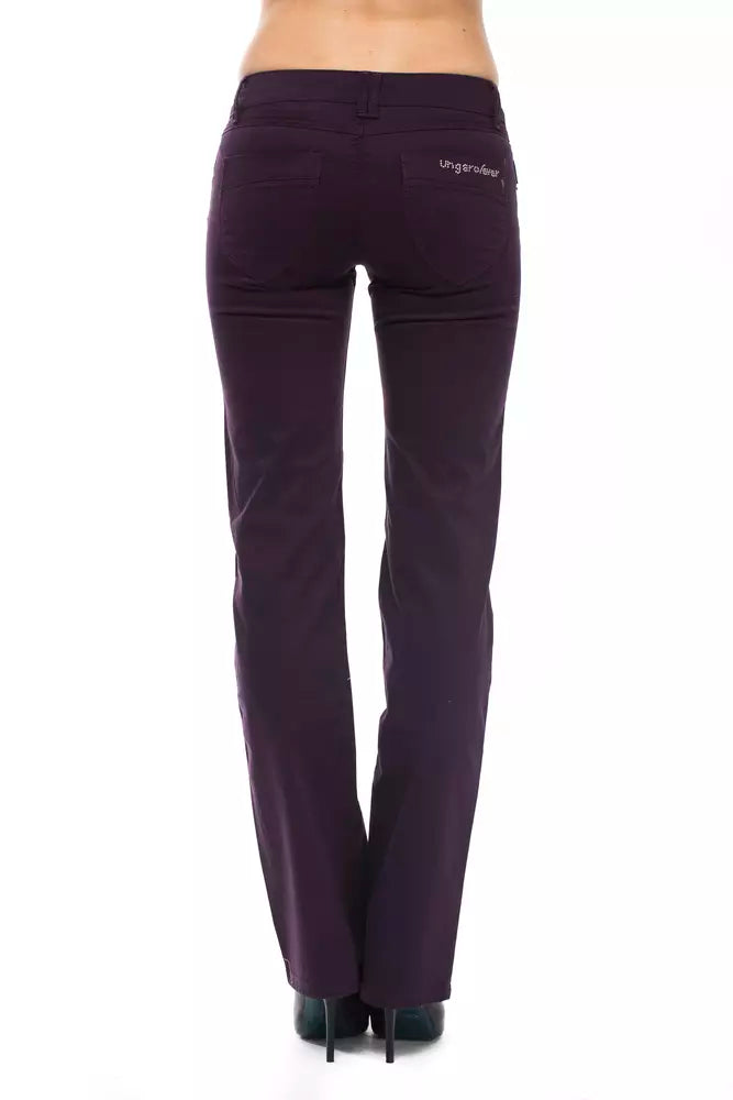 Purple Cotton Regular Fit Jeans