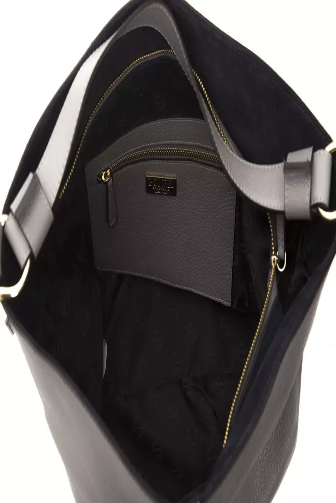 Shoulder Bag by Pompei Donatella for women in leather gray & light-grey features a stately silhouette, showcasing a secure zipper, ample , and stately shoulder-strap & adjustable-strap for a stately finish.