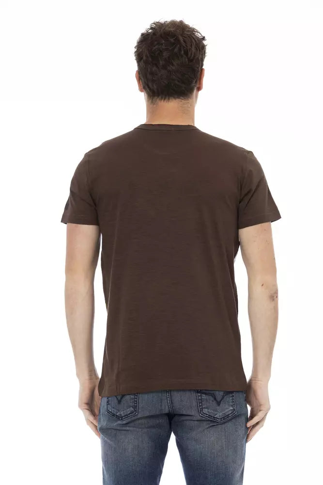 Trussardi Action Branded Men's Brown Cotton T-Shirt