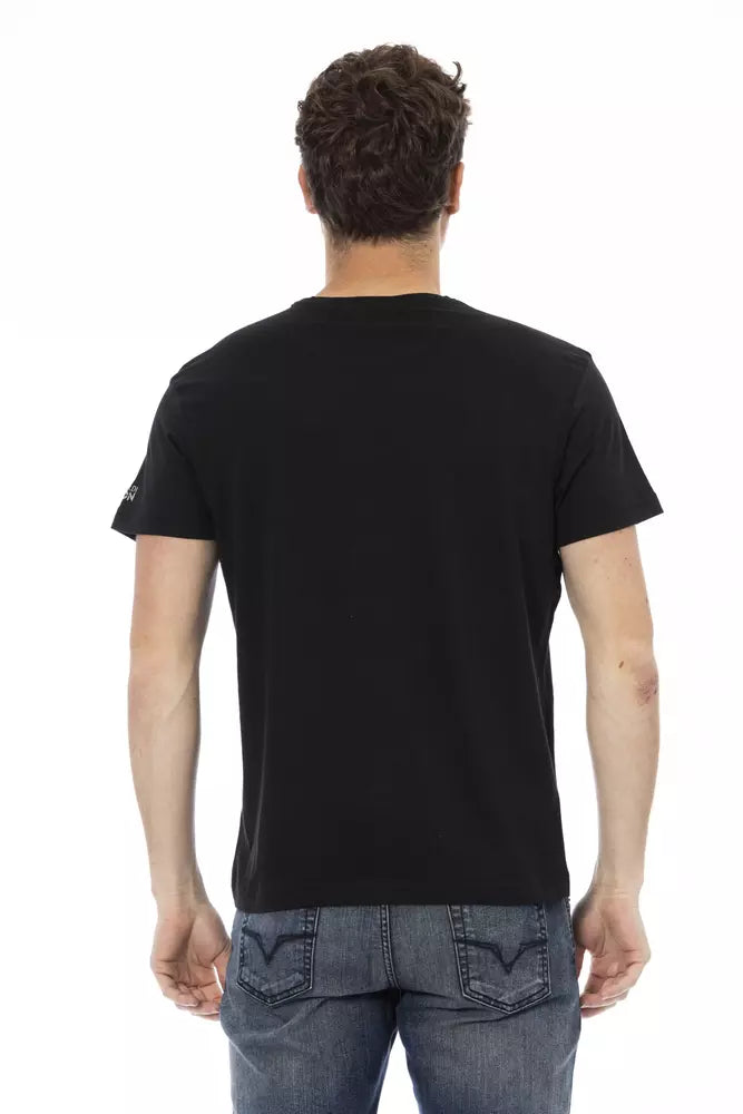 Trussardi Action Men's Short-Sleeve Round Neck Cotton T-Shirt - Black Print