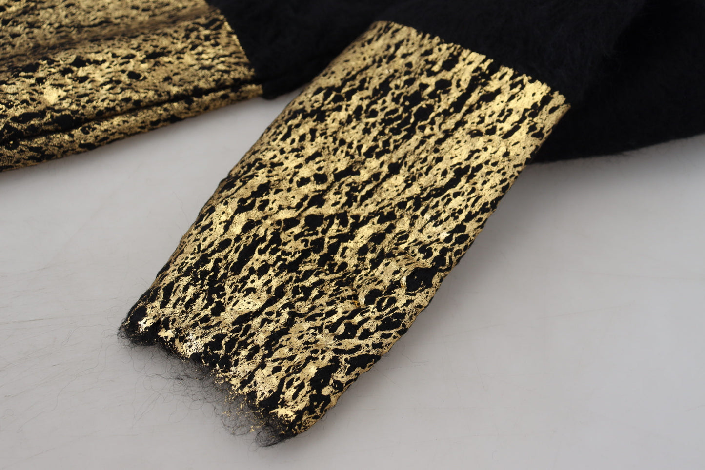 Dolce & Gabbana Men's Black Gold Turtleneck Mohair Pullover Mens Sweater