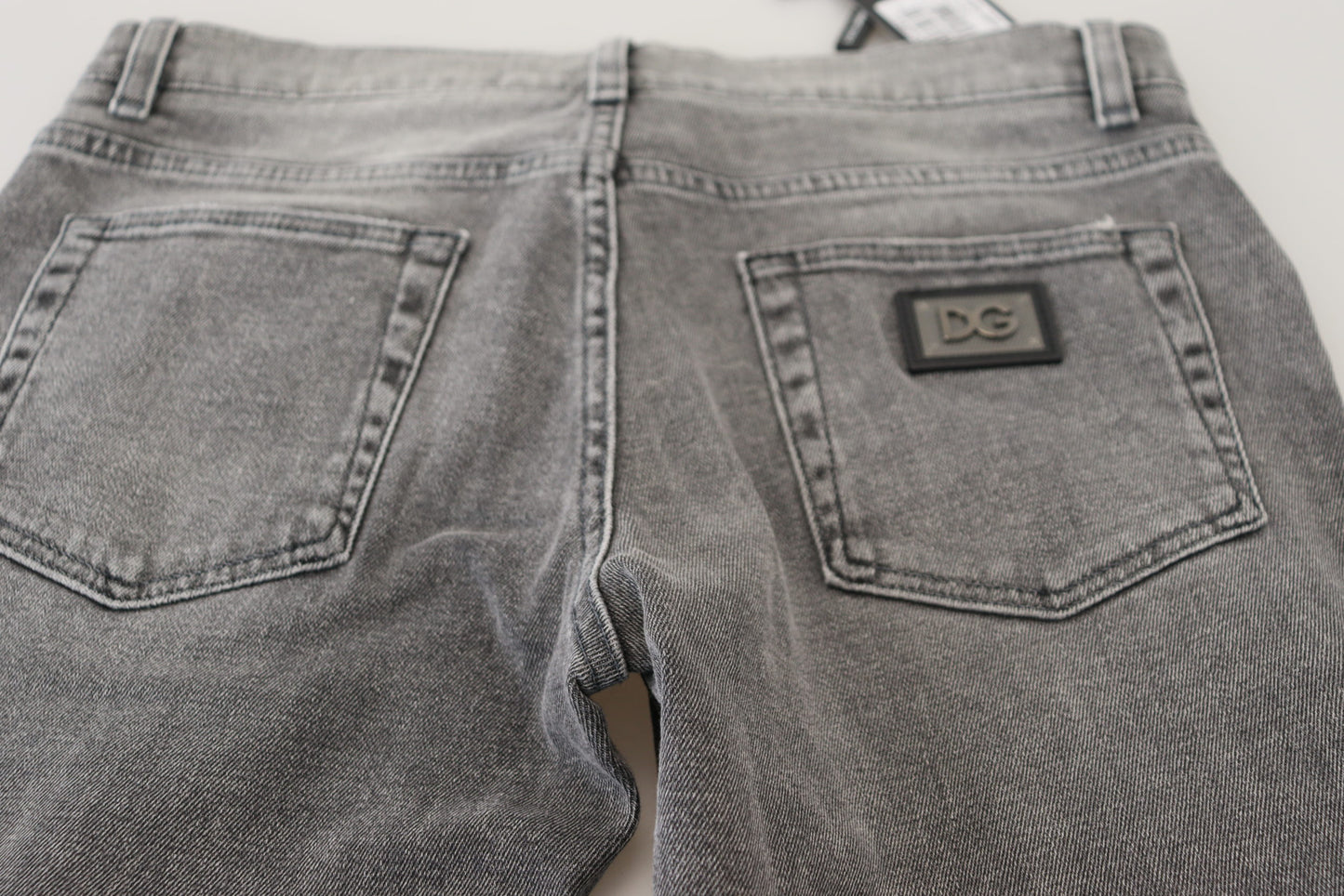 Dolce & Gabbana Men's Grey Washed Cotton Skinny Denim Jeans