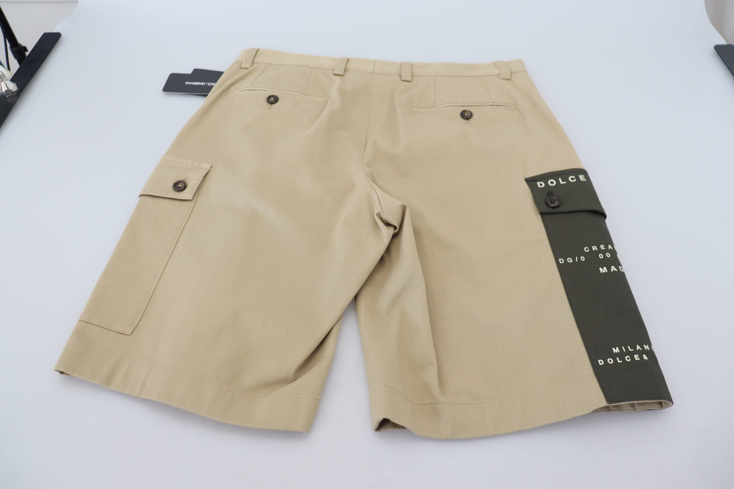 Dolce & Gabbana Men's Beige Cotton Cargo Bermuda Shorts