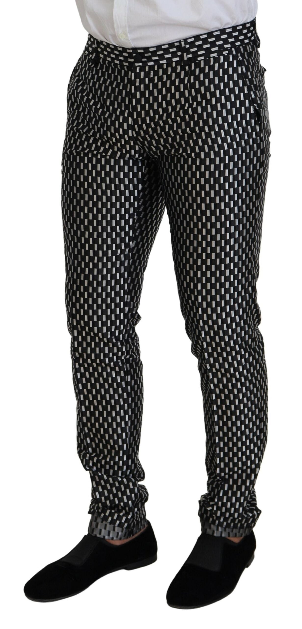 Dolce & Gabbana Men's Black White Silk MARTINI Slim Fit Suit