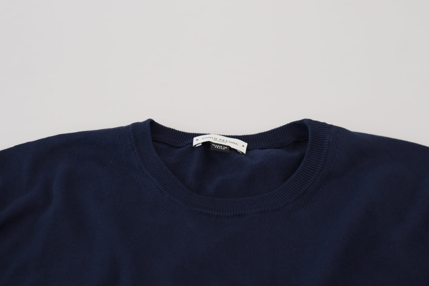 Paolo Pecora MIlano Men's Blue Cotton Crewneck Pullover Sweater