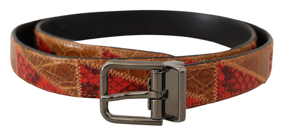 Belt by Dolce & Gabbana for men in chrome & leather multicolor features a versatile silhouette, artfully showcasing the versatile design of the Chrome & Leather Belt for a sophisticated, premium finish.