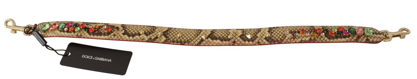 Shoulder Strap by Dolce & Gabbana for unisex in python leather beige & gold features a contemporary design, highlighting the distinctive style of the Python Leather Shoulder Strap with a contemporary finish.