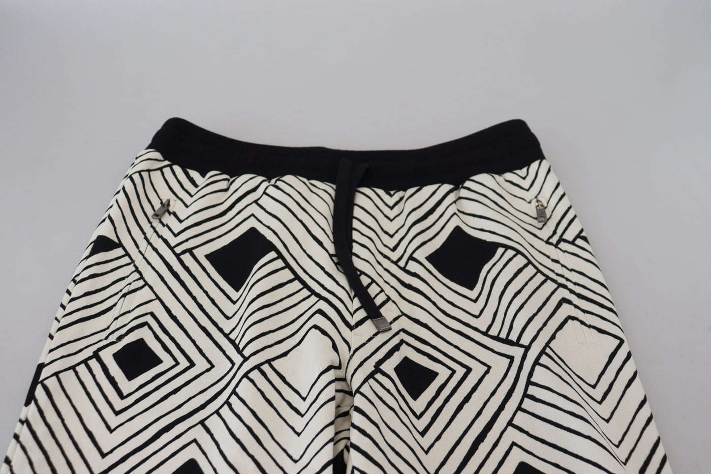 Dolce & Gabbana Men's Black White Cotton Trousers Sport Pants