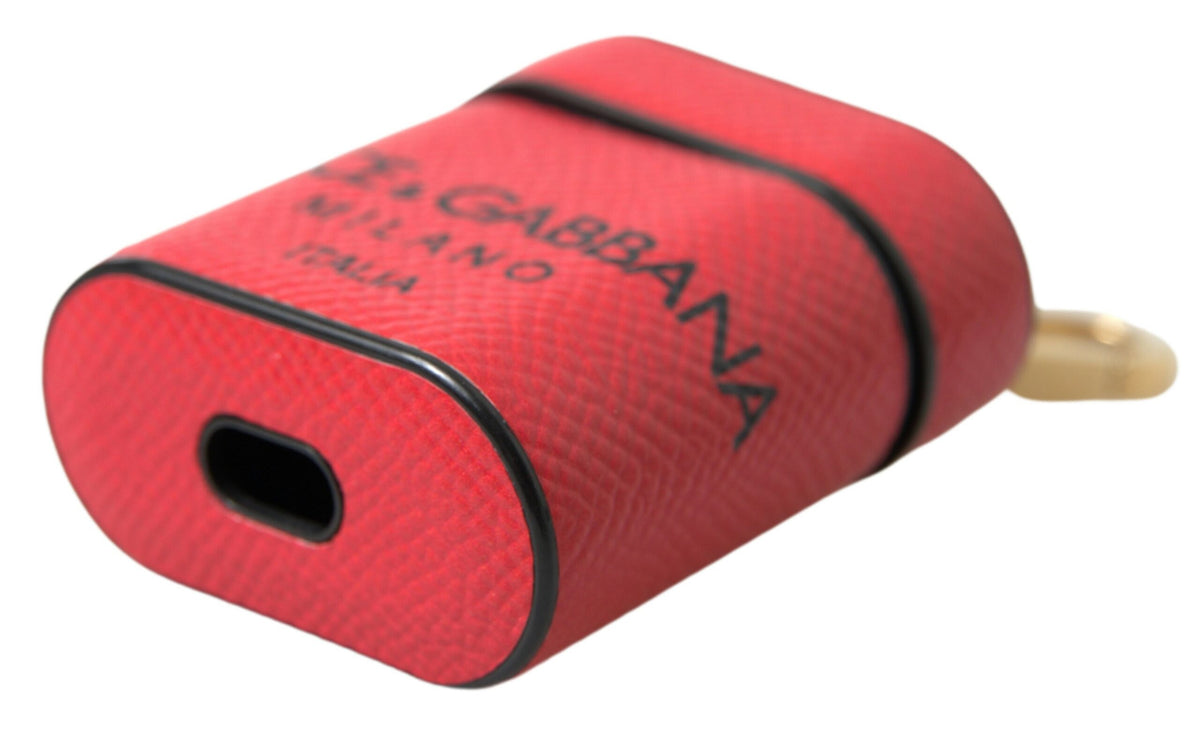 Dolce & Gabbana Calf Leather & Silk Earbuds Carrying Case - Black Red