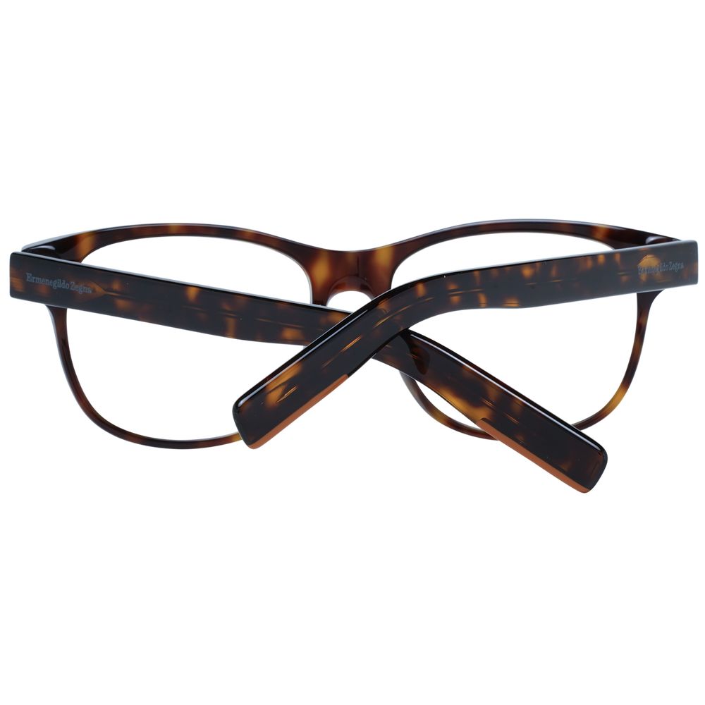 Eyeglasses Frames by Ermenegildo Zegna for men in plastic and brown showcases a refined silhouette, detailed with a brown coloured frame finish and a sophisticated full-frame frame design.