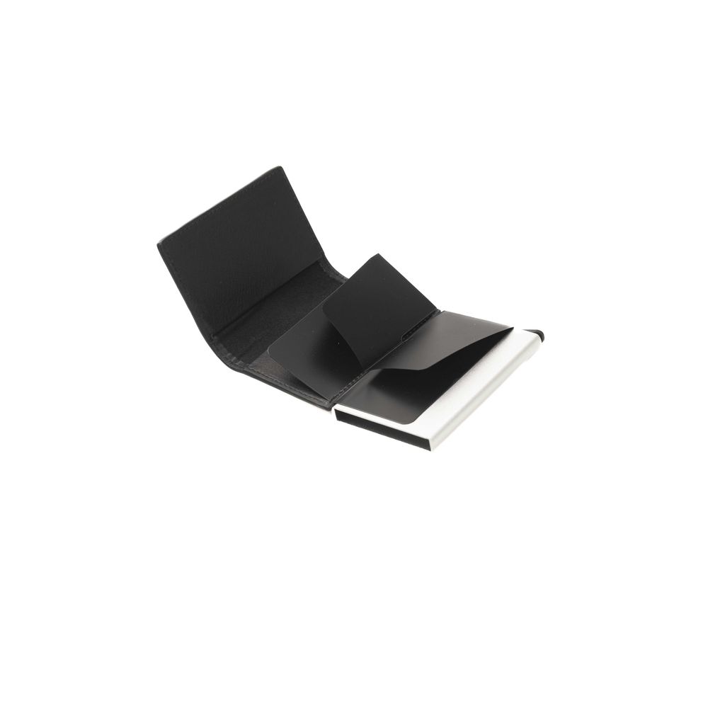 Wallet by Cerruti 1881 for women in calfskin leather black showcases a refined silhouette, artfully detailed with the signature style of the Calfskin Leather Wallet and functional compact-design.