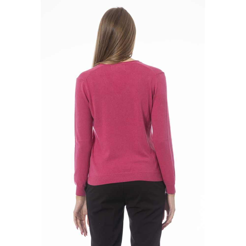 Baldinini Trend Women's Fuchsia Polyamide V-neck Sweater
