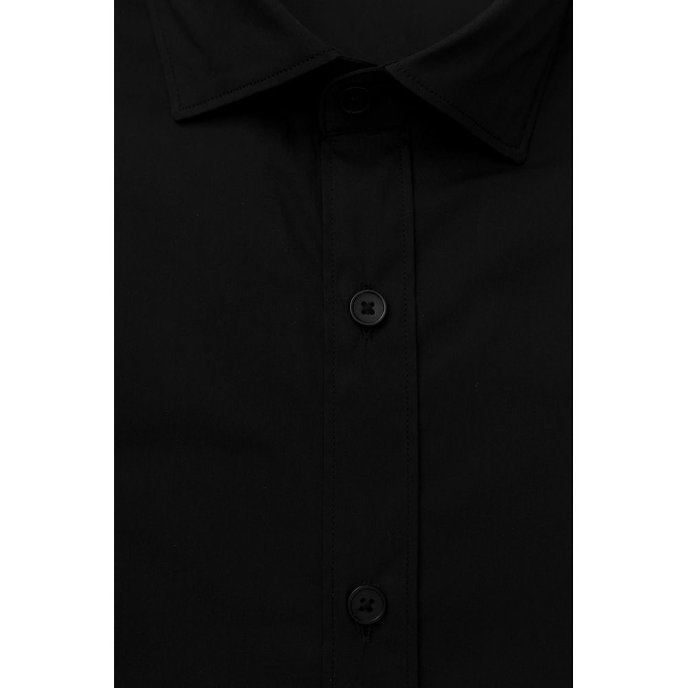 Dress Shirt by Bagutta for men in stretch polyamide cotton black presents a discerning silhouette, showcasing a sophisticated and for a truly discerning finish.