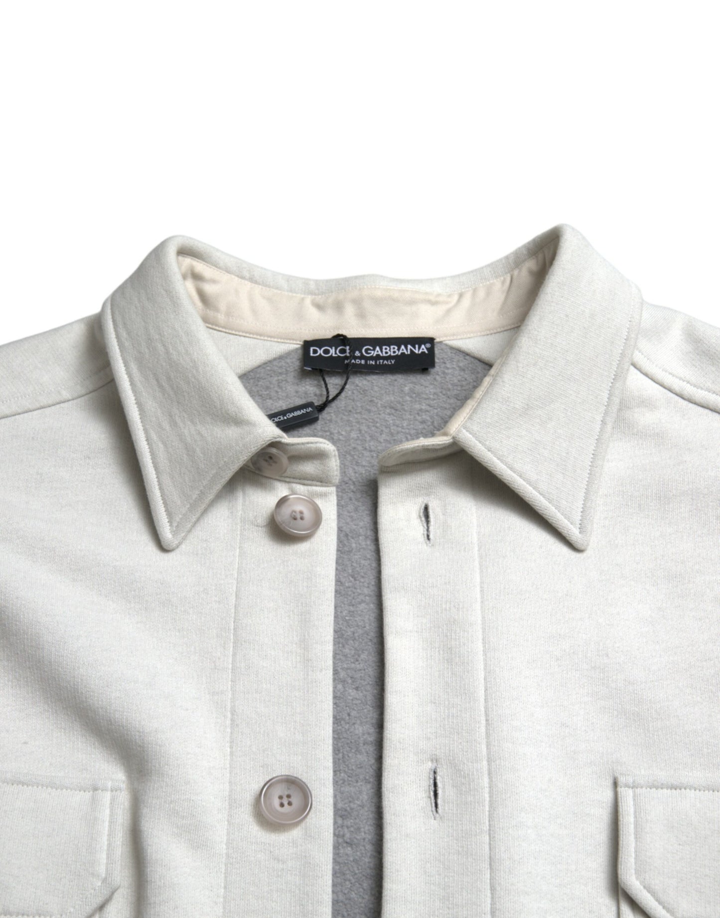 Dolce & Gabbana Men's Grey Cotton Button Down Collared Coat Jacket