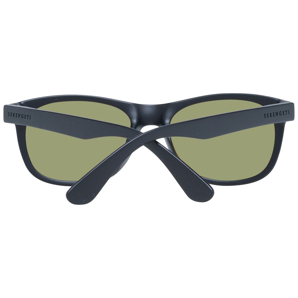 Sunglasses by Serengeti for unisex in plastic black features an lustrous rectangle full-rim frame design with black coloured frame detailing and photochromatic mirrored lens for a lustrous aesthetic.