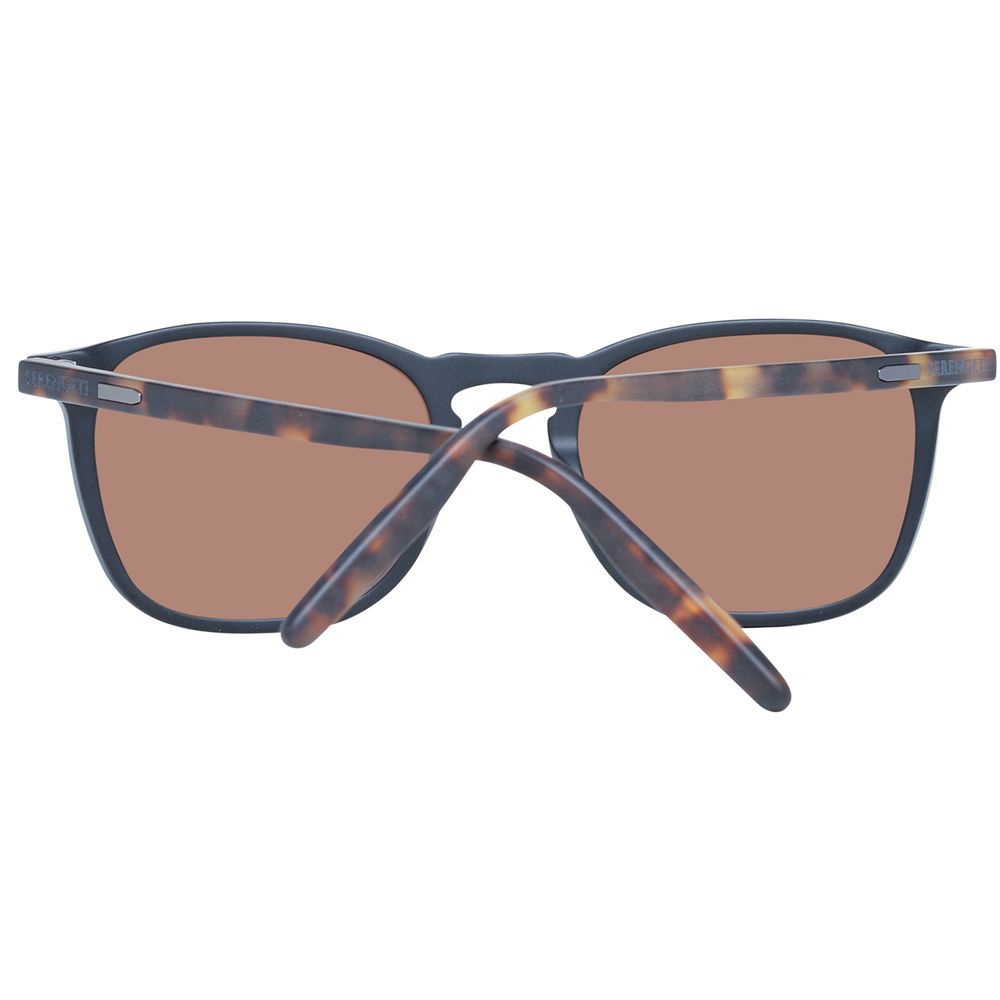 Sunglasses by Serengeti for unisex in acetate black features an lustrous full-rim square frame design with black coloured frame detailing and photochromatic polarized lens for a lustrous aesthetic.