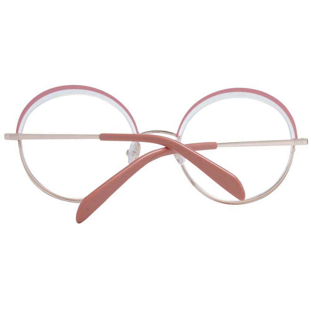 Eyeglasses Frames by Emilio Pucci for women in metal pink features an refined silhouette, showcasing the refined rose coloured frame and sophisticated half-frame frame design.