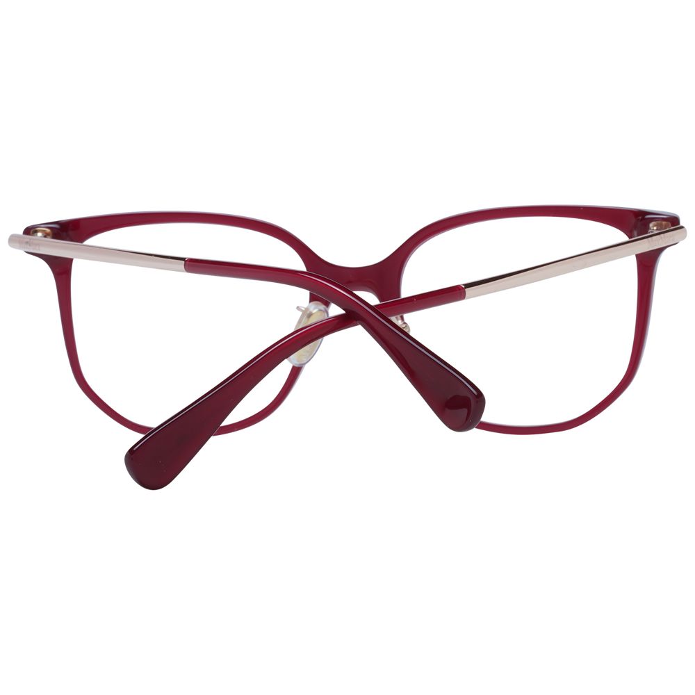 Eyeglasses Frames by Max Mara for women in plastic red showcases a reflective silhouette, artfully incorporating a sophisticated red coloured frame with a distinct full-frame frame design.
