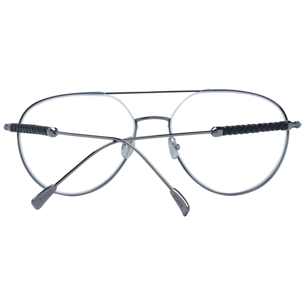 Eyeglasses Frames by Tod's for men in metal and gray showcases an refined full-frame frame design featuring a sophisticated gunmetal coloured frame for an refined and refined aesthetic.