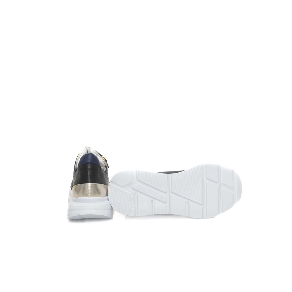 Sneakers by Cerruti 1881 for women in goatskin leather & polyester black presents a sumptuous silhouette from the Women's Fashion Goatskin Leather & Polyester Sneakers collection, showcasing a sumptuous fashion style for an elevated aesthetic.