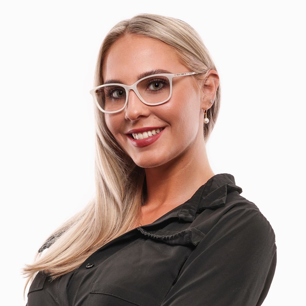 Swarovski Women's Full Rim Trapezium Metal & Plastic Eyeglasses Frames - White
