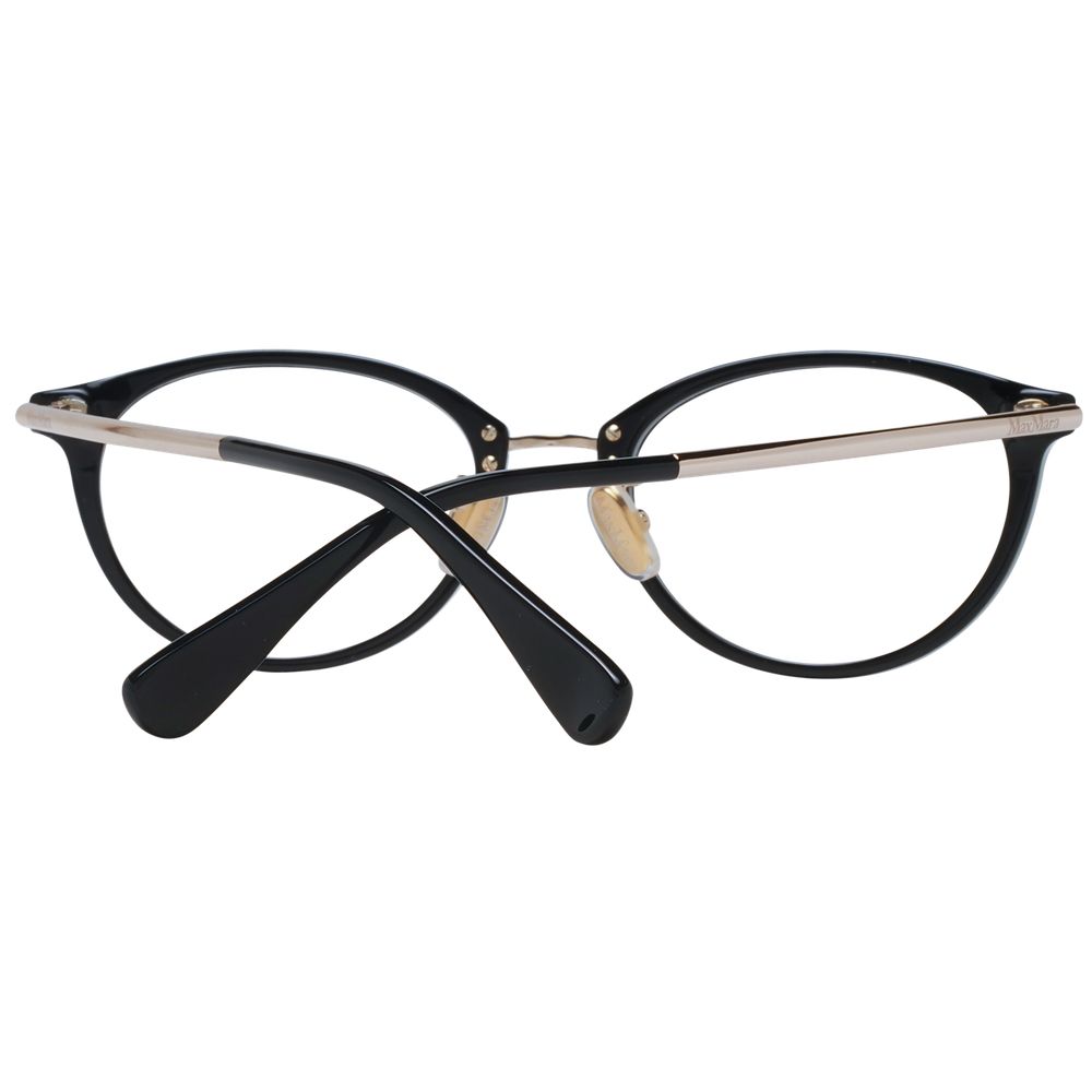 Eyeglasses Frames by Max Mara for women in plastic black showcases a reflective silhouette, artfully incorporating a sophisticated black coloured frame with a distinct full-frame frame design.
