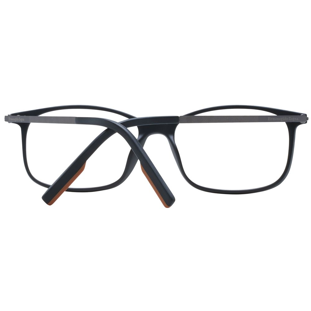 Eyeglasses Frames by Ermenegildo Zegna for men in titanium black showcases a reflective silhouette, artfully incorporating a sophisticated black coloured frame with a distinct full-frame frame design.