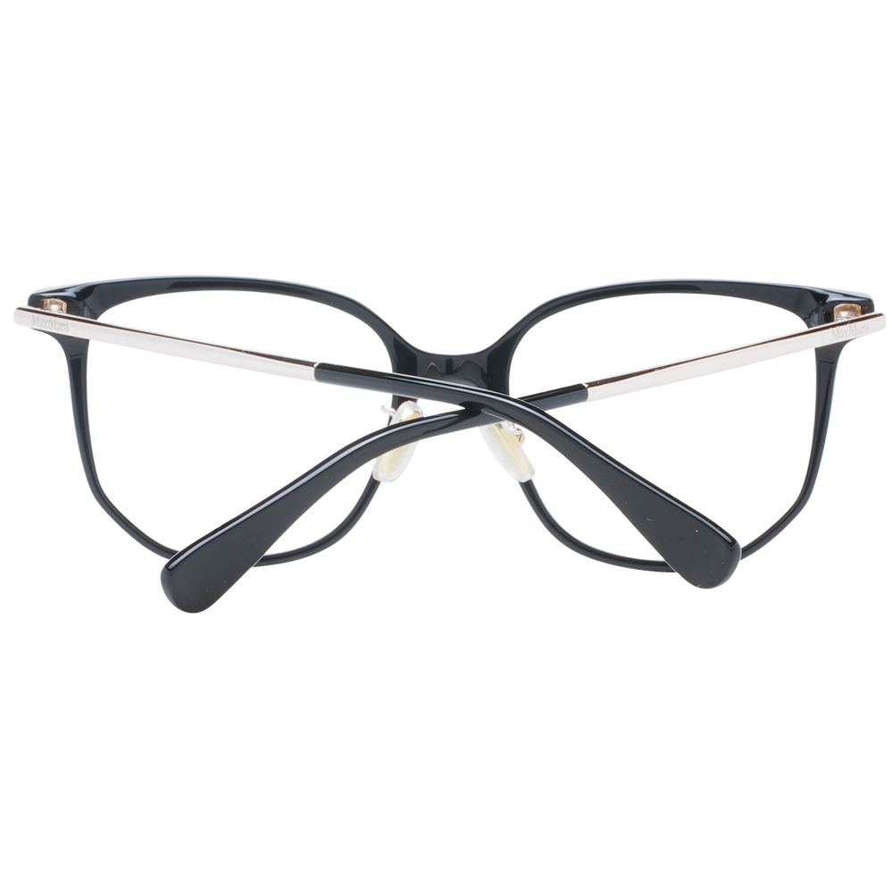Eyeglasses Frames by Max Mara for women in plastic and black showcases an refined full-frame frame design featuring a sophisticated black coloured frame for an refined and refined aesthetic.
