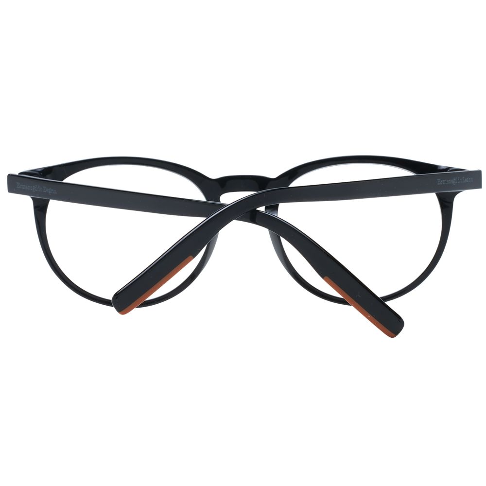 Eyeglasses Frames by Ermenegildo Zegna for men in plastic black features an refined silhouette, showcasing a sophisticated black coloured frame and refined full-frame frame design for a refined look.