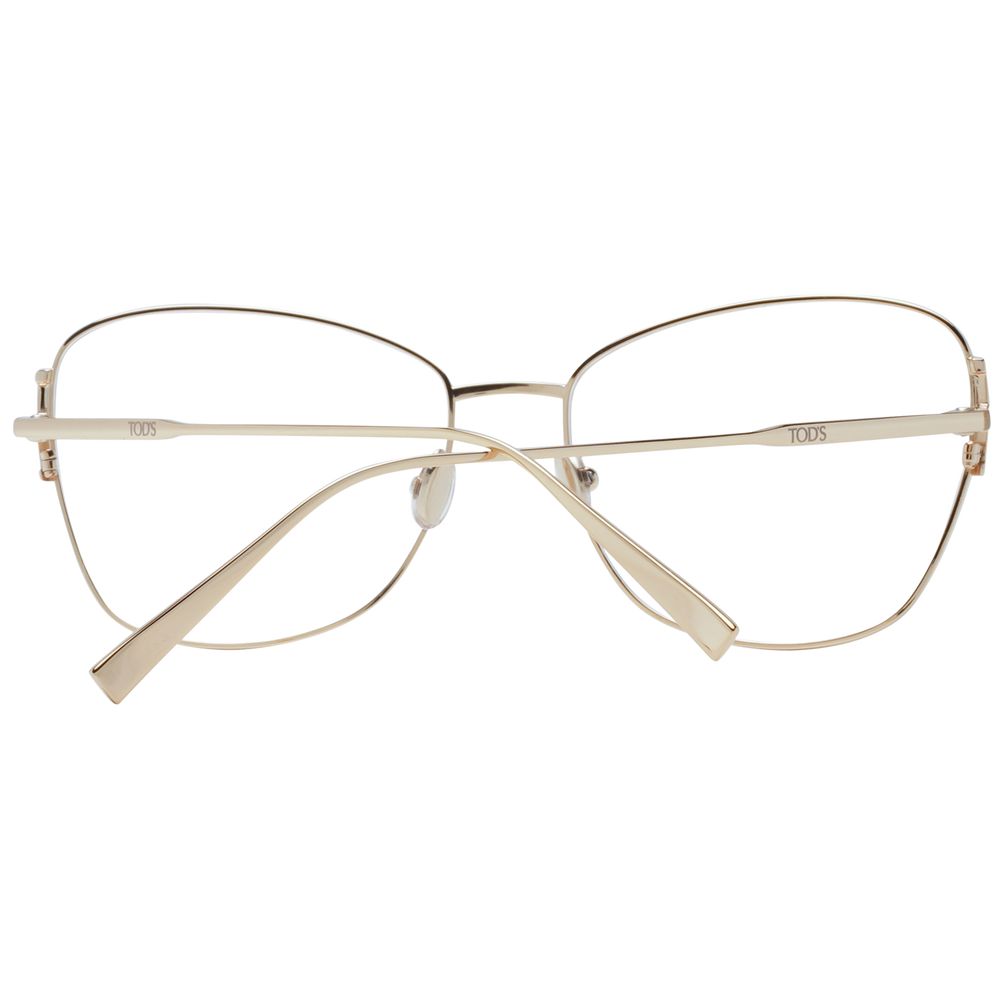 Eyeglasses Frames by Tod's for women in metal gold showcases a reflective silhouette, artfully incorporating a sophisticated gold coloured frame with a distinct full-frame frame design.