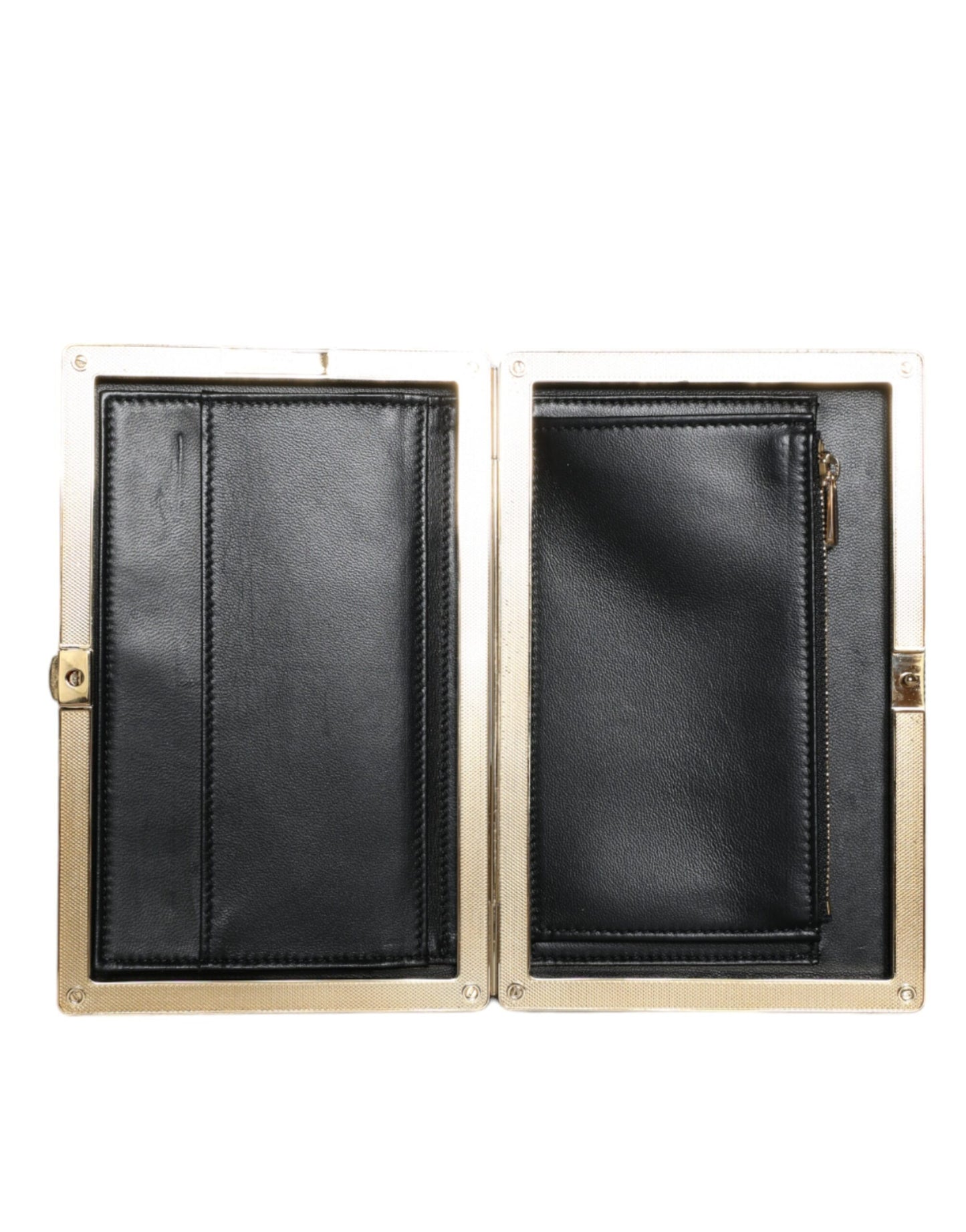 Compact Evening Box Clutch Convertible Handbag by Dolce & Gabbana for women in velvet poly cotton & leather black, gold, pearl & signature presents a exquisite silhouette, showcasing a secure and organized cardholder with versatile .